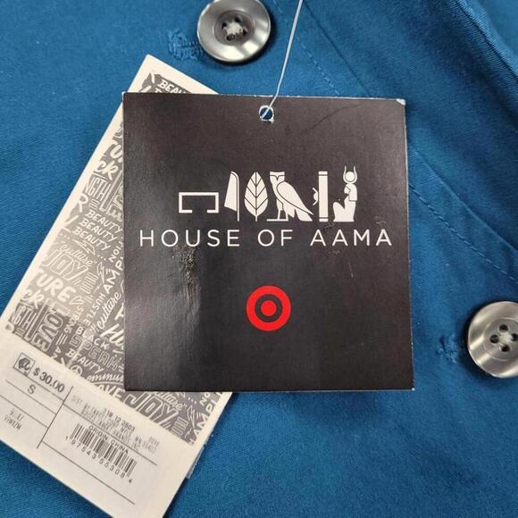 Teal High-Waisted Trousers with Button Detail | House of Aama | Small - Picture 11 of 12